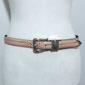 Brighton Pink Leather Belt Large 35” Black Reversible